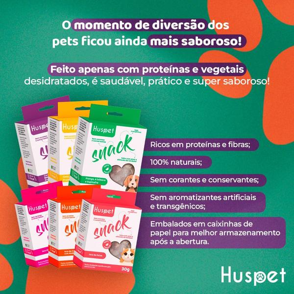 Imagem de Kit com 6 snacks sortidos desidratados para gatos huspet 30g