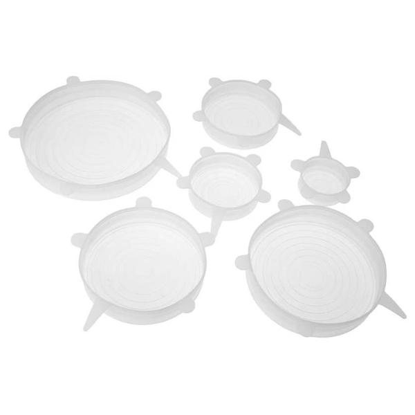 Imagem de Kit Com 6 Tampas de Silicone Para Potes Protetor Alimentos