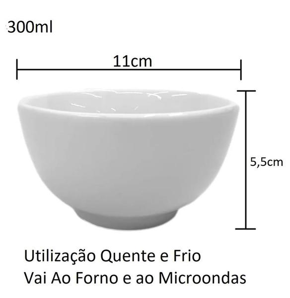 Imagem de Kit com 6 Tigelas Cumbuca Porcelana Branca 300ml Sopas