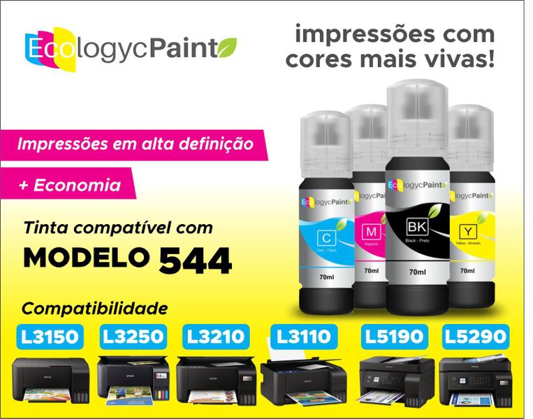 Imagem de Kit com 6 Tinta 544 Preta L3210 3150 L3250 L3160 L5290 L5199