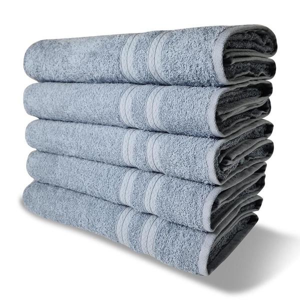 Imagem de Kit com 6 Toalhas Banho 430g/m² Grande Grossa 80x150cm Itália Soft - Azul