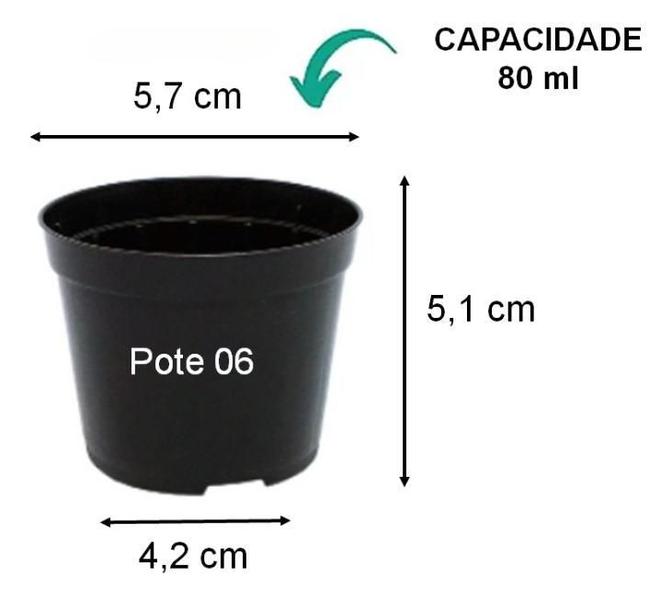 Imagem de Kit Com 6 Vasos Para Plantio Pequeno P06 Preto 5,5X5 Cm