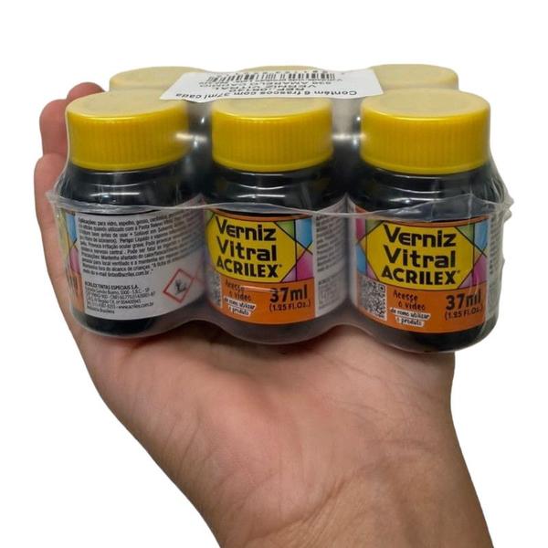 Imagem de Kit com 6 Verniz Vitral Amarelo Cadmio 536 Acrilex 37ml