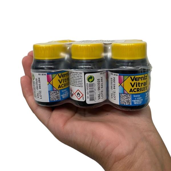 Imagem de Kit com 6 Verniz Vitral Azul Turquesa 501 Acrilex 37ml