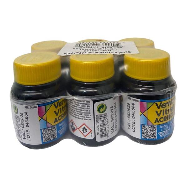 Imagem de Kit com 6 Verniz Vitral Vitro Acrilex 37ml - Escolha a Cor