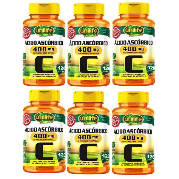 Imagem de Kit Com 6 Vitaminas C Ácido Ascórbico120 750Mg Cápsulas