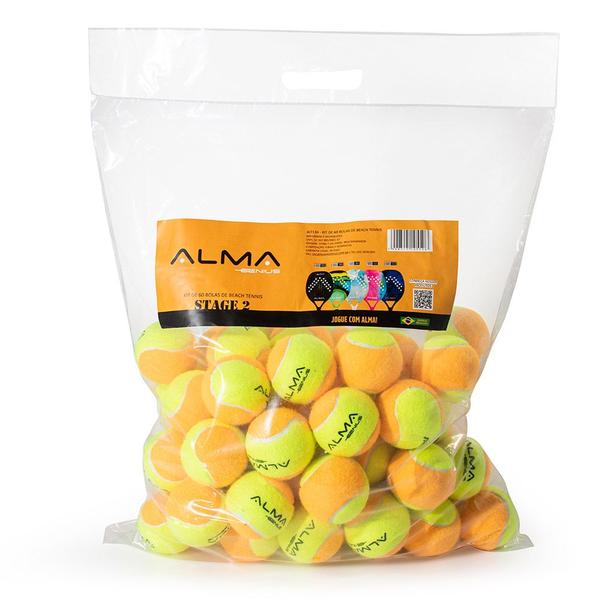 Imagem de Kit Com 60 Bolas Beach Tennis Stage 2 Pro Alma Genius