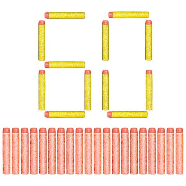Kit com 60 Munições para Arminha de Brinquedo Lançador Nerf Ponta emborrachada - Pica Pau Imagem de Kit com 60 Munições para Arminha de Brinquedo Lançador Nerf Ponta emborrachada