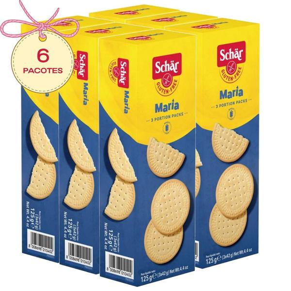 Kit Com 6Und Biscoito Sem Glúten Maria Schar 125G Imagem de Kit Com 6Und Biscoito Sem Glúten Maria Schar 125G