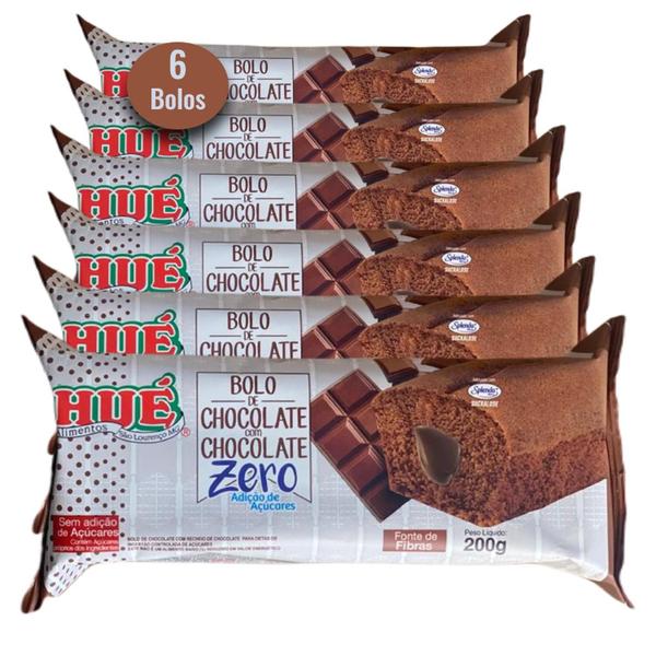 Kit Com 6Und Bolo De Chocolate Com Chocolate Zero Hué 200G - HUE Imagem de Kit Com 6Und Bolo De Chocolate Com Chocolate Zero Hué 200G
