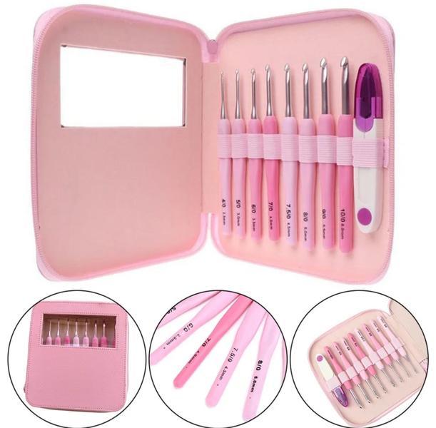 Kit Com 8 Agulhas Cabo Soft Emborrachado + Estojo Rosa DIY - Doce Ternura Imagem de Kit Com 8 Agulhas Cabo Soft Emborrachado + Estojo Rosa DIY
