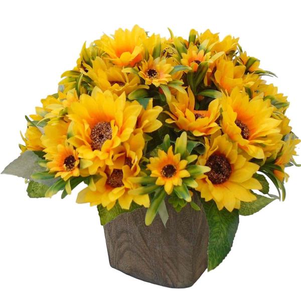 Imagem de Kit com 8 Buquê de Flores Artificiais Mini Girassóis