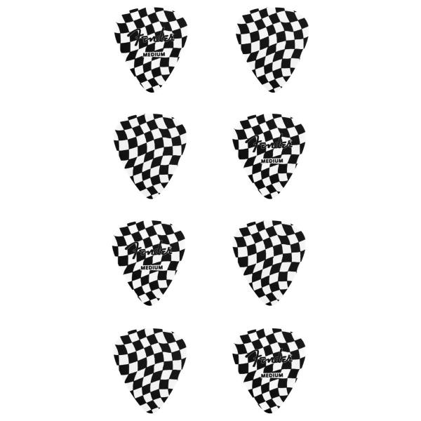 Imagem de Kit com 8 Palhetas Fender Medium Checkerboard Celuloide Picks 351 Shape