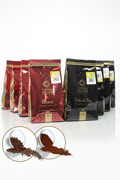 kit com 8 unidades, 4 de cada Café Especial, Classic e Natural Top 250 gr, em grãos - Centro do Café Carmo de Minas Imagem de kit com 8 unidades, 4 de cada Café Especial, Classic e Natural Top 250 gr, em grãos