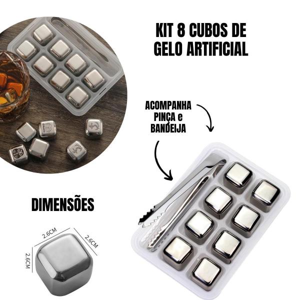 Kit Com 8 Unidades Cubo De Gelo Artificial Em Aço Inox - Onlytang Imagem de Kit Com 8 Unidades Cubo De Gelo Artificial Em Aço Inox