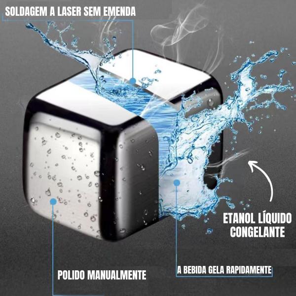 Kit Com 8 Unidades Cubo De Gelo Artificial Em Aço Inox - Onlytang Imagem de Kit Com 8 Unidades Cubo De Gelo Artificial Em Aço Inox