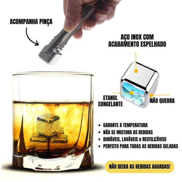 Kit Com 8 Unidades Cubo De Gelo Artificial Em Aço Inox - Onlytang Imagem de Kit Com 8 Unidades Cubo De Gelo Artificial Em Aço Inox
