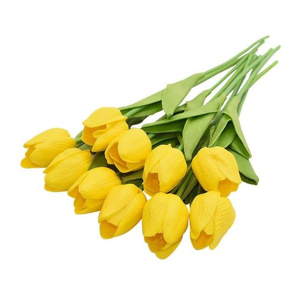 Imagem de Kit com 9 flores de tulipas delicadas para arranjo Amarelas