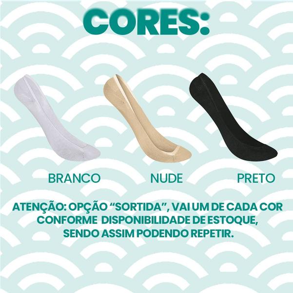 Imagem de Kit Com 9 Pares Meias Selene Sapatilha Modelo Super Invisível Feminina