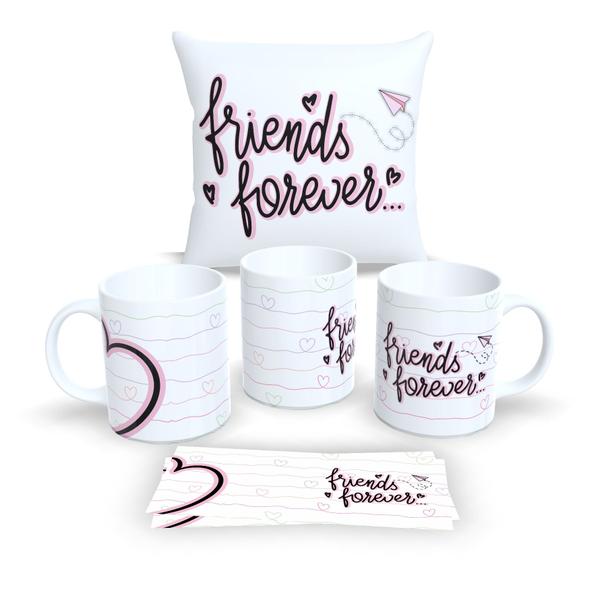 Imagem de Kit Com Almofada 30x30cm e Caneca de Porcelana Coleção Amizades