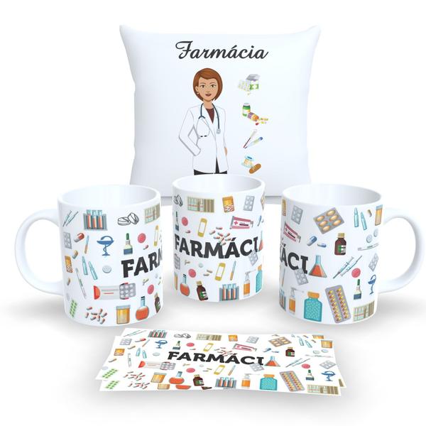 Imagem de Kit Com Almofada 30x30cm e Caneca de Porcelana Profissões 2