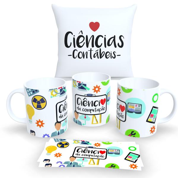 Imagem de Kit Com Almofada 30x30cm e Caneca de Porcelana Profissões 