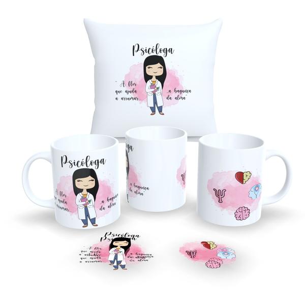 Imagem de Kit Com Almofada 30x30cm e Caneca de Porcelana Profissões Fofas 2