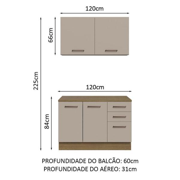 Imagem de Kit com Balcão e Armário Aéreo Multiuso 120cm Agata Madesa R