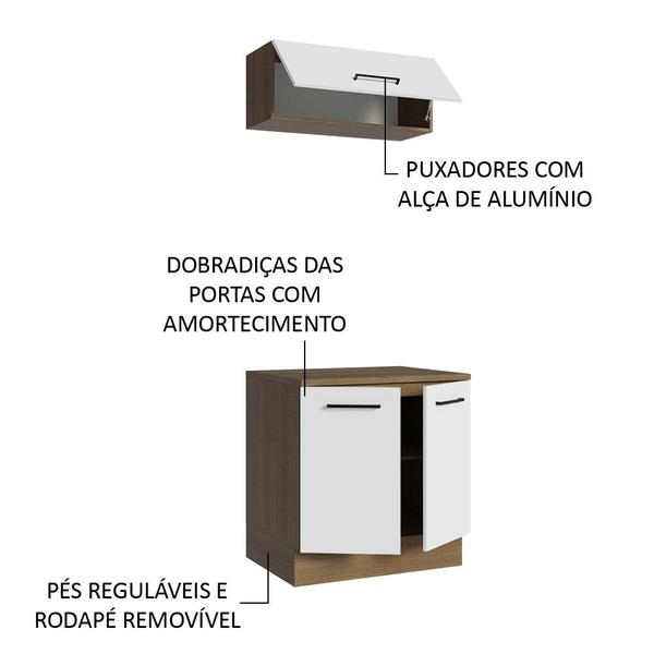 Imagem de Kit com Balcão e Armário Aéreo Multiuso 80cm Agata Madesa R