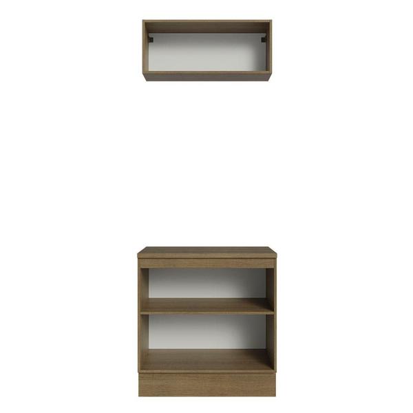 Kit com Balcão e Armário Aéreo Multiuso 80cm Rustic/Preto Agata Madesa Imagem de Kit com Balcão e Armário Aéreo Multiuso 80cm Rustic/Preto Agata Madesa