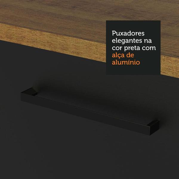 Kit com Balcão e Armário Aéreo Multiuso 80cm Rustic/Preto Agata Madesa Imagem de Kit com Balcão e Armário Aéreo Multiuso 80cm Rustic/Preto Agata Madesa