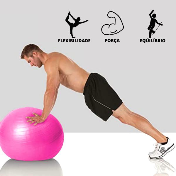 Imagem de Kit com bola de pilates rosa 75cm + bomba de ar manual