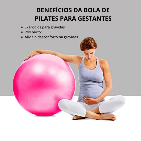 Imagem de Kit com bola de pilates rosa 75cm + bomba de ar manual