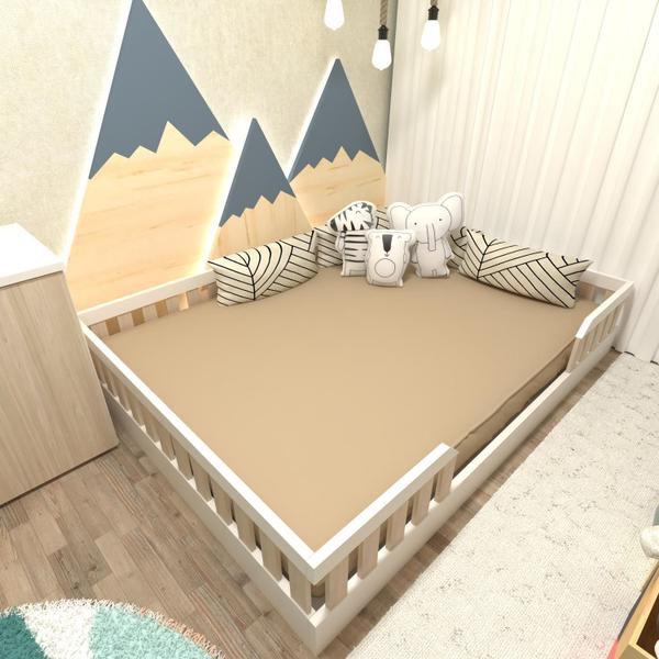 Imagem de Kit com Cama Casal e Armário Baixo Montessoriano Yescasa Branco/Geneve