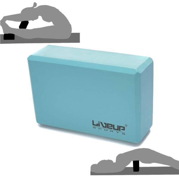 Imagem de Kit com Colchonete + Bloco de Apoio para Yoga / Pilates em Eva Azul Liveup  Liveup Sports 