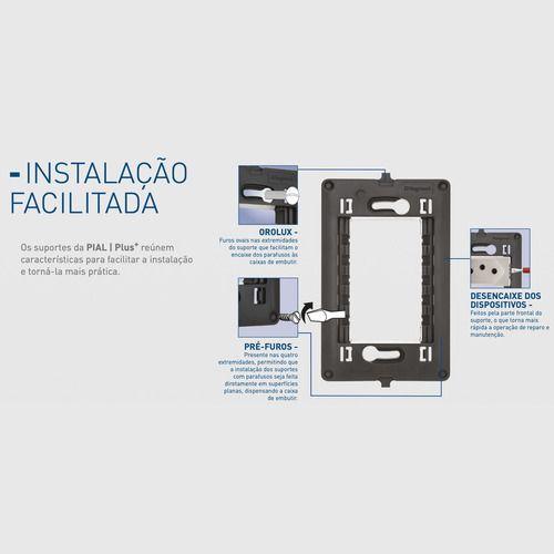 Imagem de Kit Com Interruptor Tecla Duplo Simples Com Placa e Suporte 4x2 Legrand PIAL Plus+