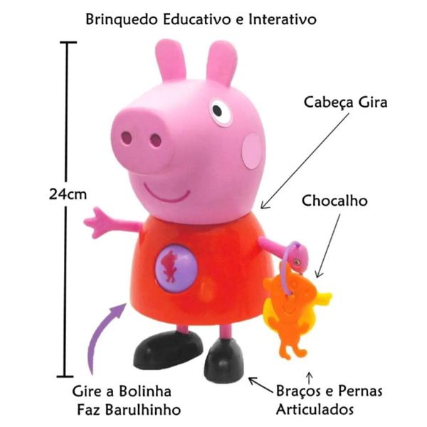 Imagem de kit com os irmãos Peppa e George Pig atividades bonecos 24 cm - Elka