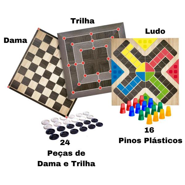 Kit com os Jogos de Mesa Tabuleiro Ludo Dama Trilha + Uno - Pais&Filhos + Mattel Imagem de Kit com os Jogos de Mesa Tabuleiro Ludo Dama Trilha + Uno