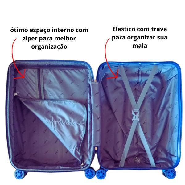 Imagem de Kit Com2 Malas De Viagem + Frasqueira P,pp Bordo Rodinha 360