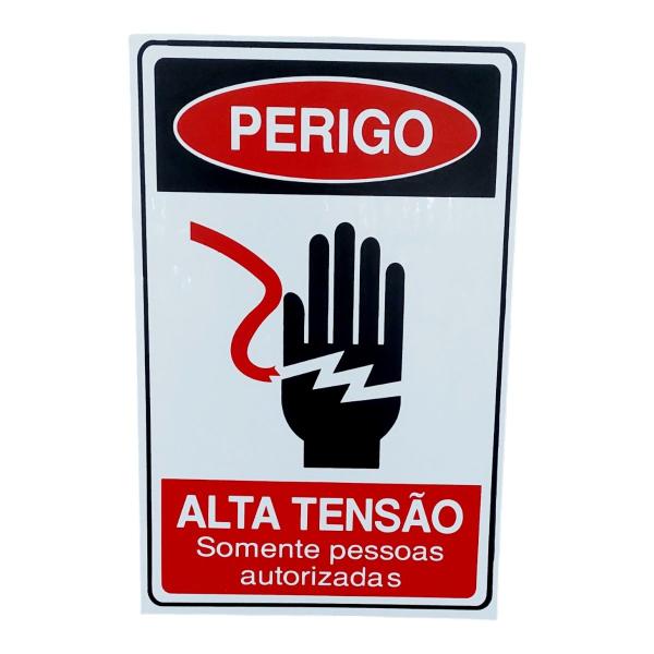 Imagem de KIT COMBO 10 Placa DE Sinalização PERIGO ALTA TENSÃO 20 X 30