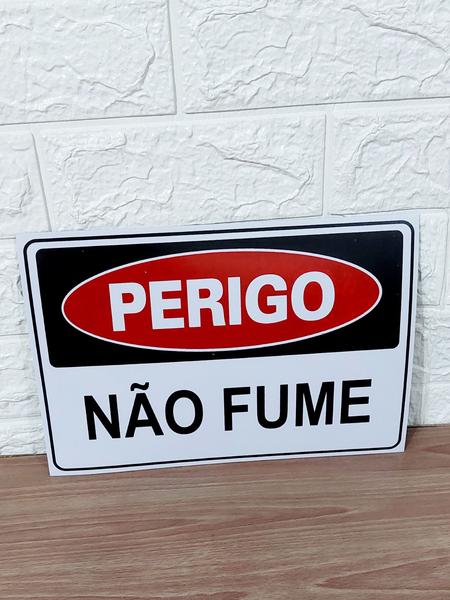 Imagem de KIT COMBO 10 Placa DE Sinalização PERIGO NÃO FUME 20 X 30 CM