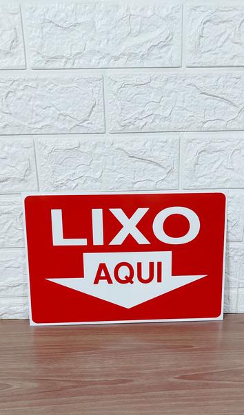 Imagem de KIT COMBO 2 Placa DE Sinalização LIXO AQUI 20X30 CM VERMELHO