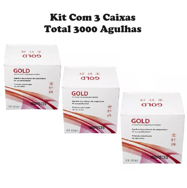 Imagem de Kit Combo 3000 Agulhas Gold 18x8 Acupuntura