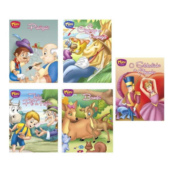 Imagem de Kit Combo C/ 05 Mini Livros Clássicos da Disney Literatura Fábulas Histórias SORTIDO