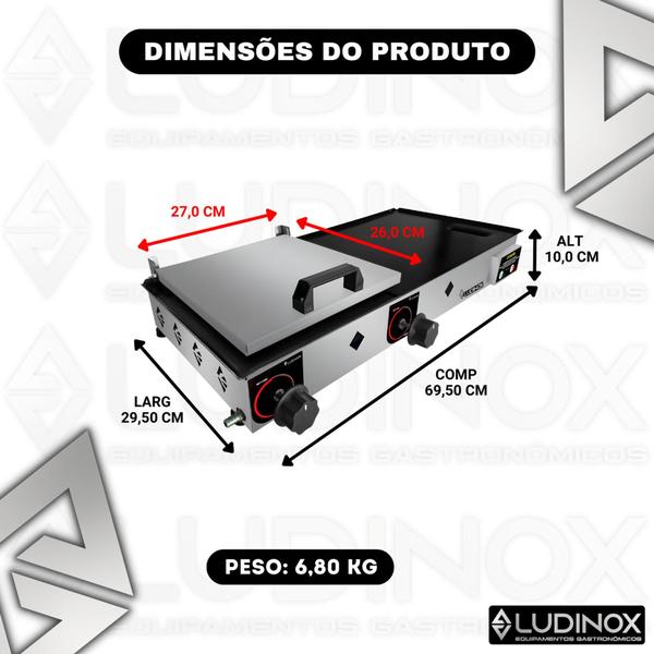 Imagem de Kit combo lanchonete  chapa 70x30 com prensa + fritadeira 2 cubas inox 5l