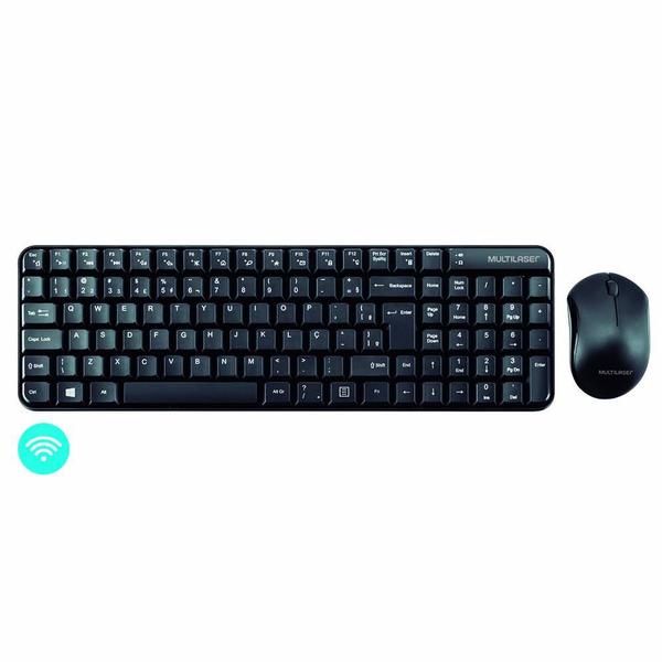 Imagem de Kit Combo Teclado e Mouse Sem Fio Compacto Multimídia Conexão Usb 1200dpi Teclas Compactas Preto - TC183