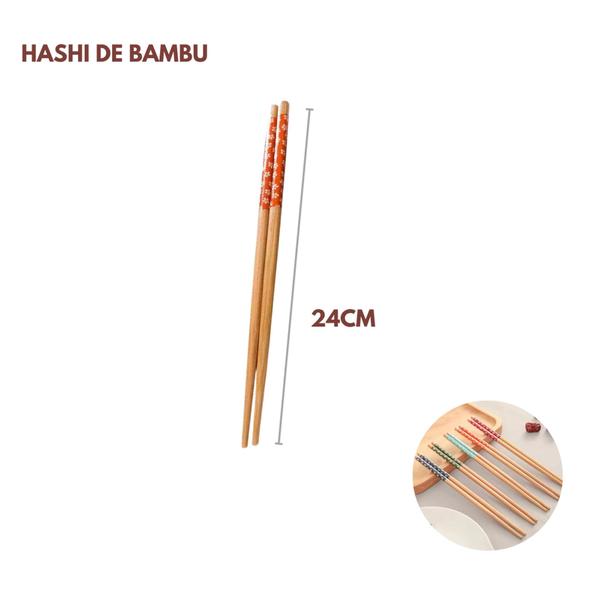 Imagem de Kit Comida Japonesa Oriental Kit Hashi Japonês Petisqueira de Bambu e Porta Molho