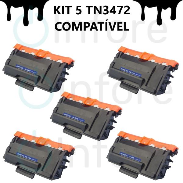 Imagem de Kit Compatível  Com 5 Tn3472 Para Hl-L6202DW Tn-3472 Tn3470 Tn-3470 Tn880 Tn-880 Hl-L5102dw L-5202dw Dcp-L5502DN