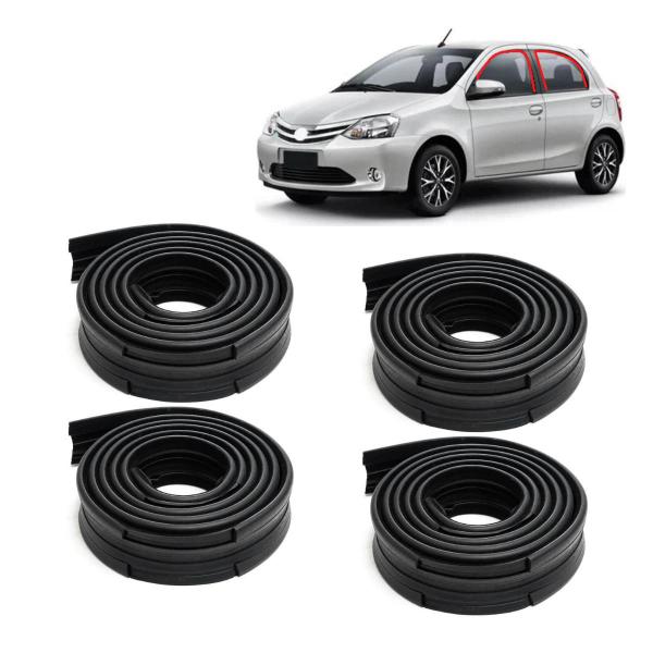 Imagem de Kit Completo 4 Borrachas da Canaleta do Vidro - Toyota Etios 4 Portas Após 2013