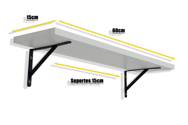 Imagem de Kit Completo 6 Suportes M.F. + 3 Prateleira Mdf 15x60